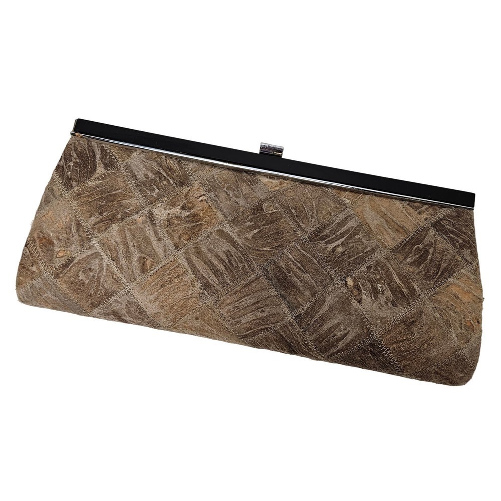 Vintage Silkworm Cocoon Clutch Beige Tan Clasp‎ Close Purse